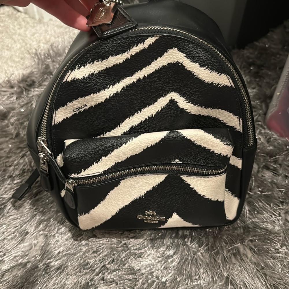 Coach Zebra Black White Backpack